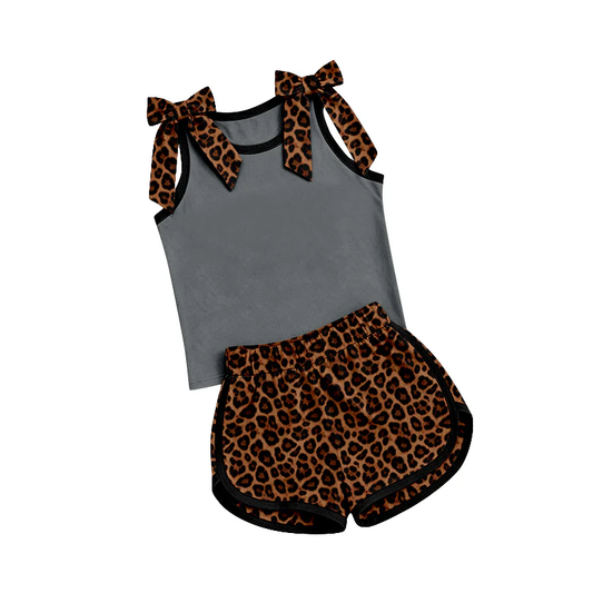 Custom order MOQ 3 leopard bow shorts set