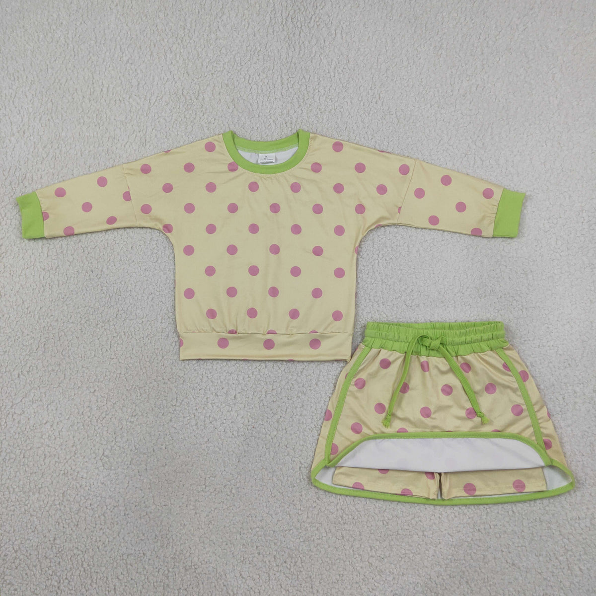 long sleeve polka dots skort set girls clothing