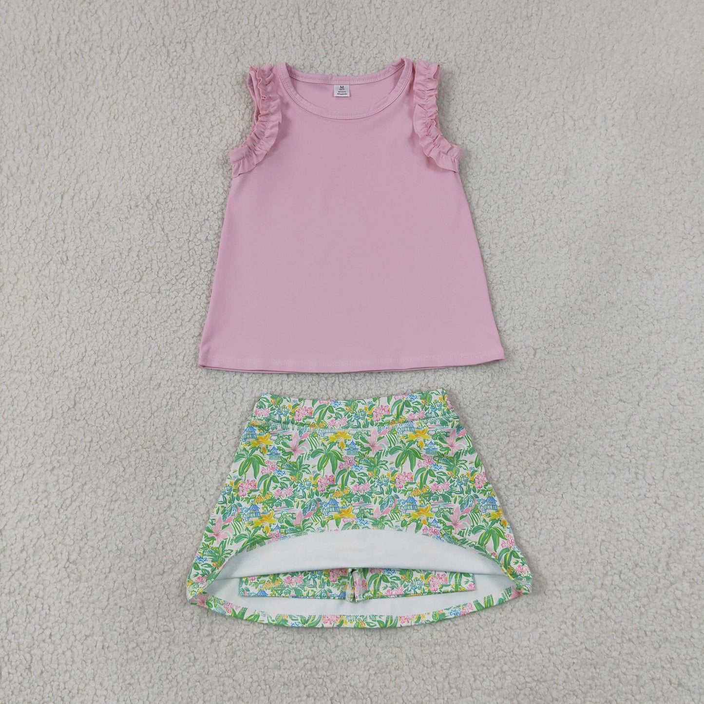 pink athletic pagoda gardens skort set