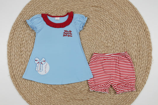 take me out to the ball game baseball embroidery bloomer outfit