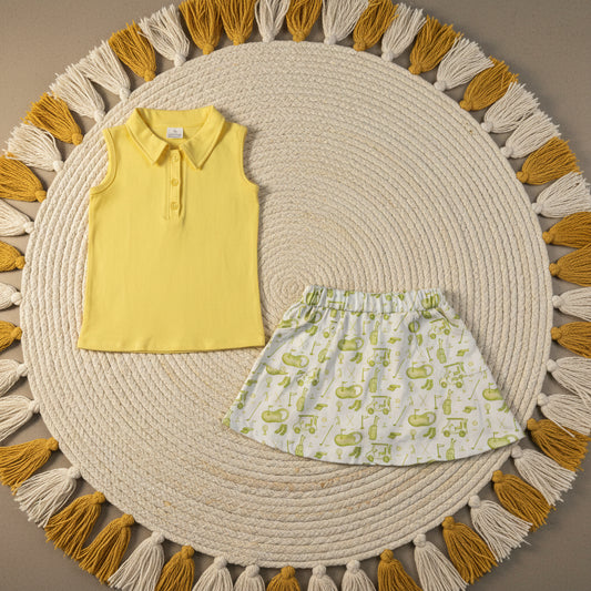 sleeveless yellow polo golf skorts set girl clothing