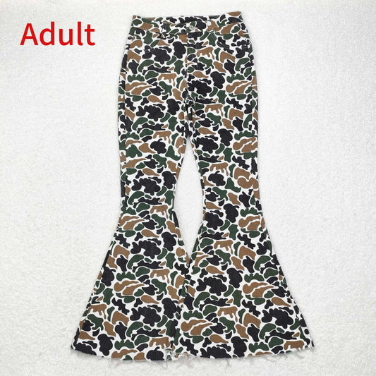 P0583 Adult women brown green camouflage beige denim trousers