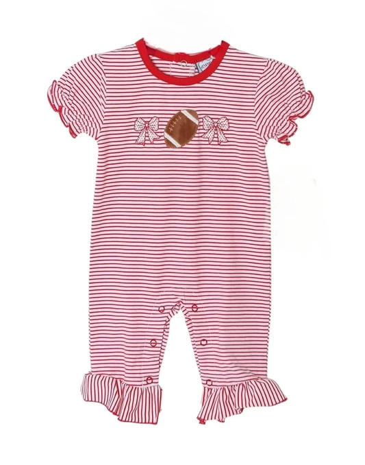MOQ 8 TAT 7-8weeks custom order Football Girls Romper Red