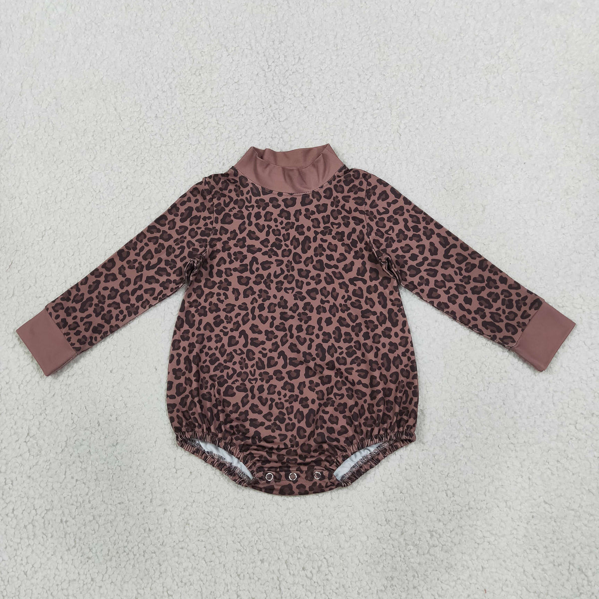 LR3264 long sleeve leopard mock neck romper baby clothes