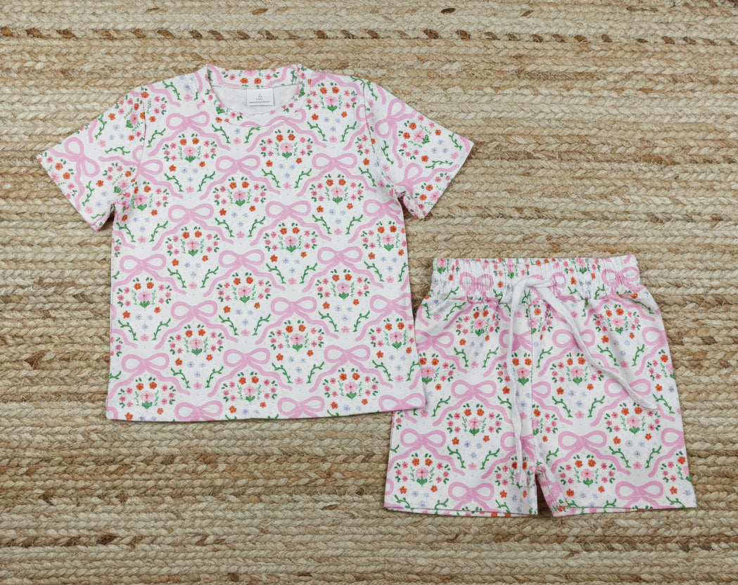 coquette floral shorts set summer toddler girl clothing