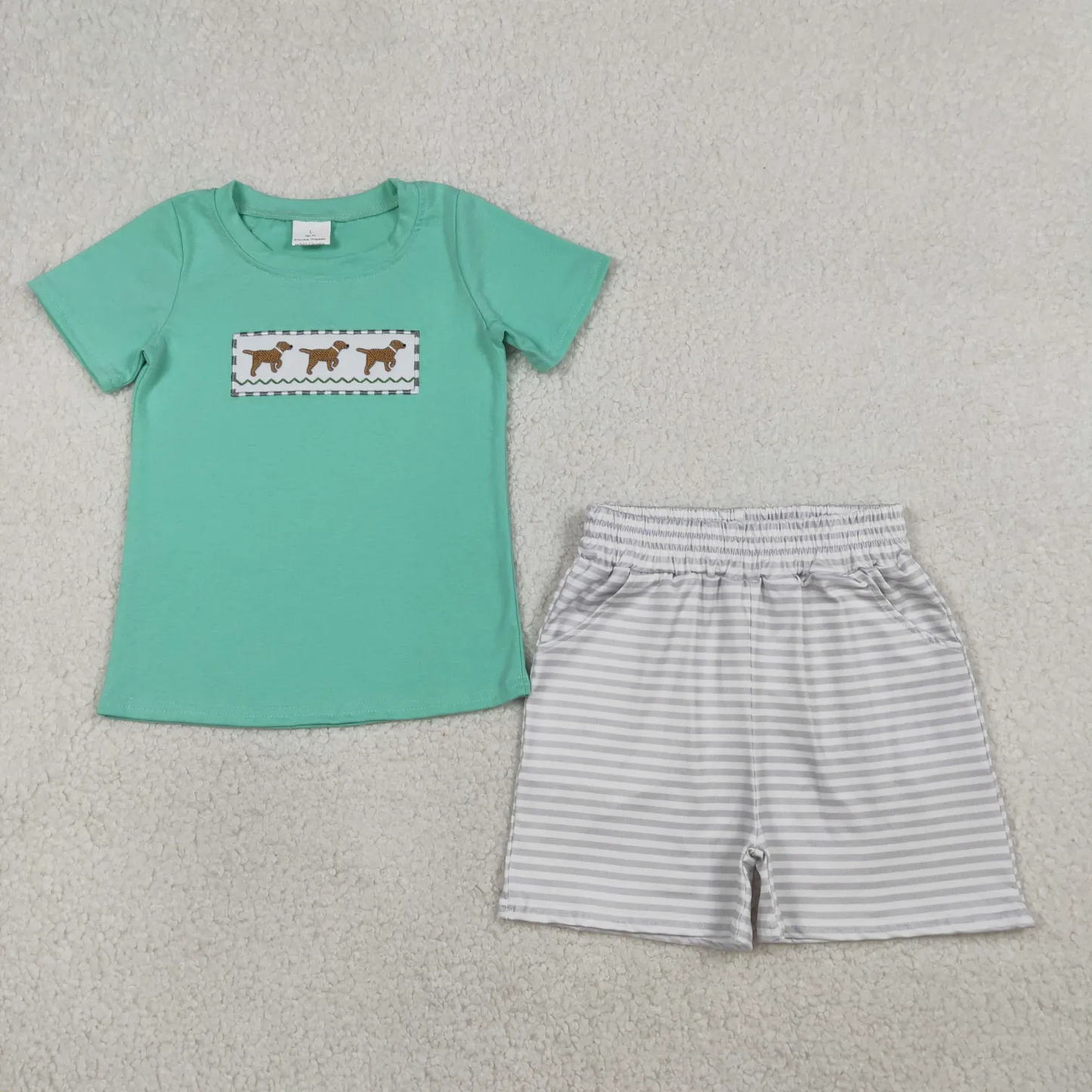 Sibling puppy dog bubble and shorts set