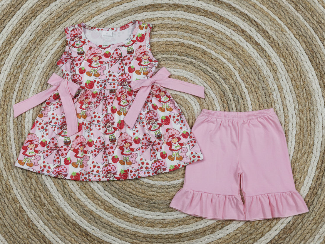 strawberry shorts set summer toddler girl clothing