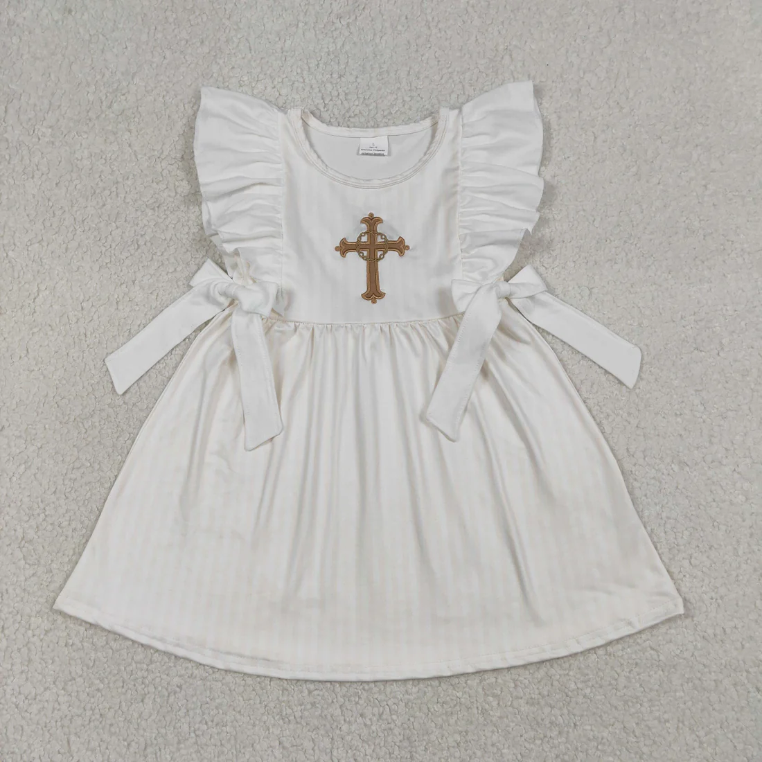 Sibling easter cross embroidery bubble and dress