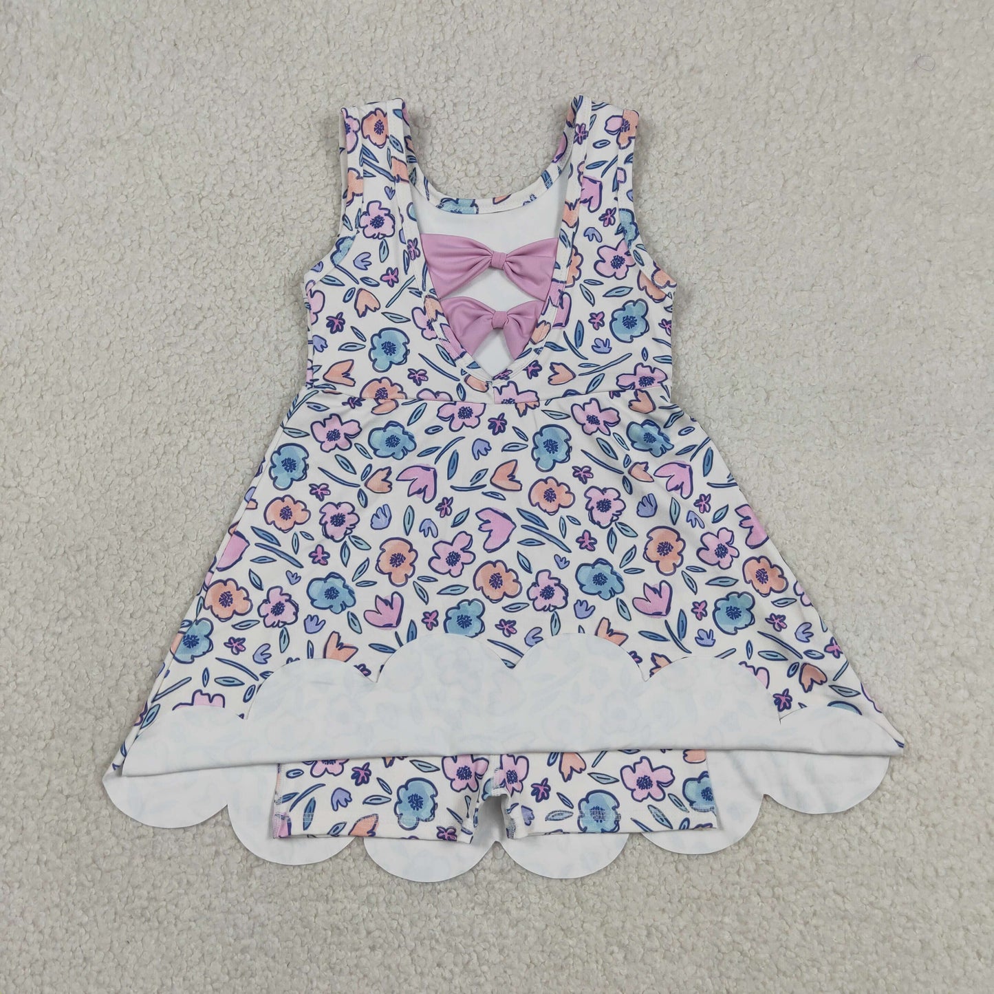 sleeveless floral scallop athletic dress