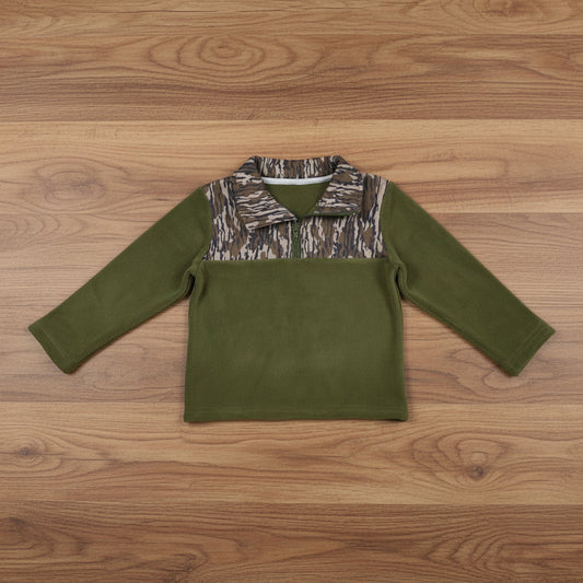 camo olive zip fleece pullover boy