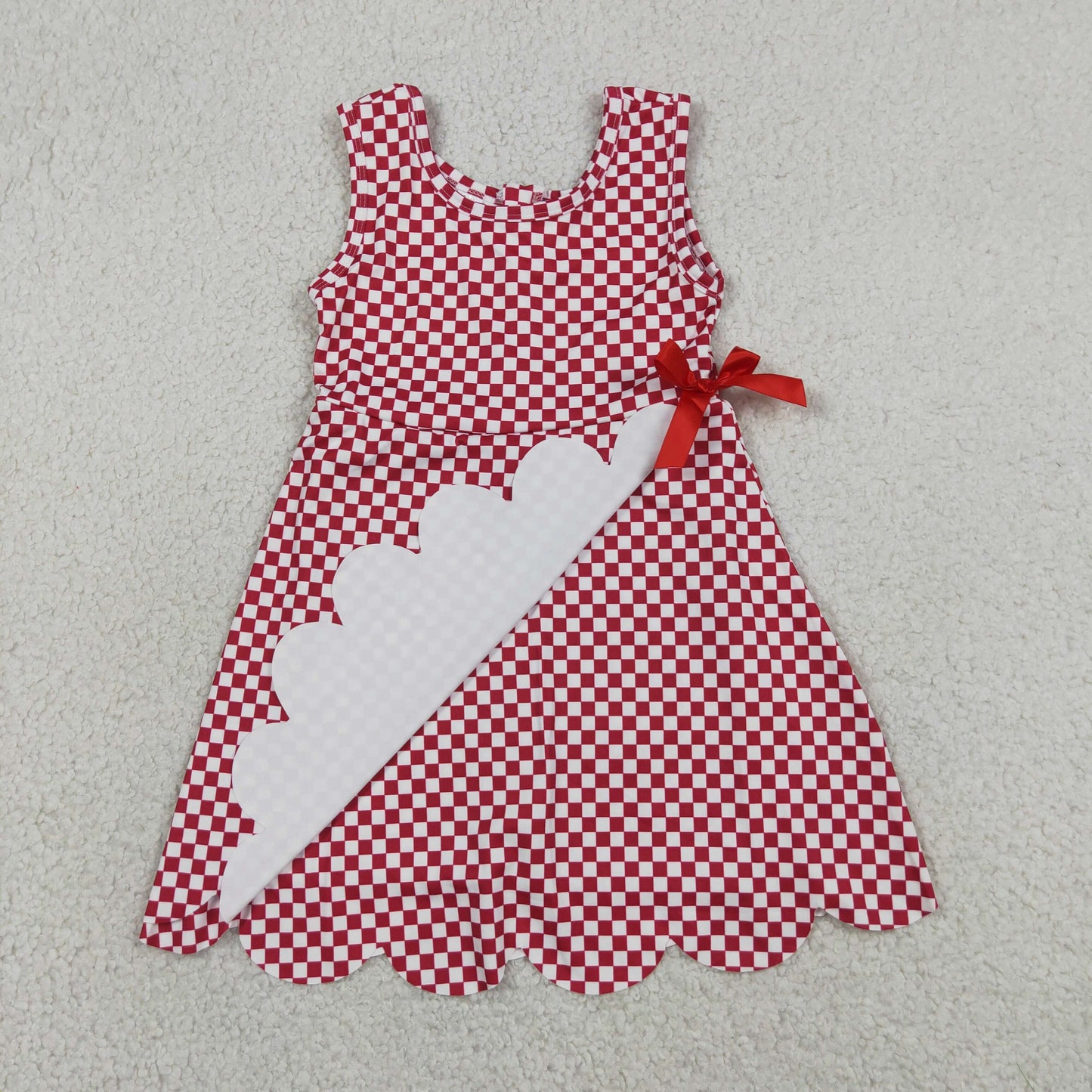 red gingham scallop athletic dress