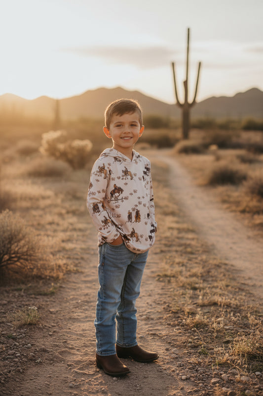 western boy long sleeve rodeo pullover hoodie
