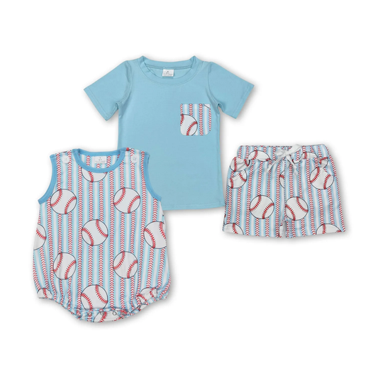 Sibling boys clothes baseball shorts set and romper