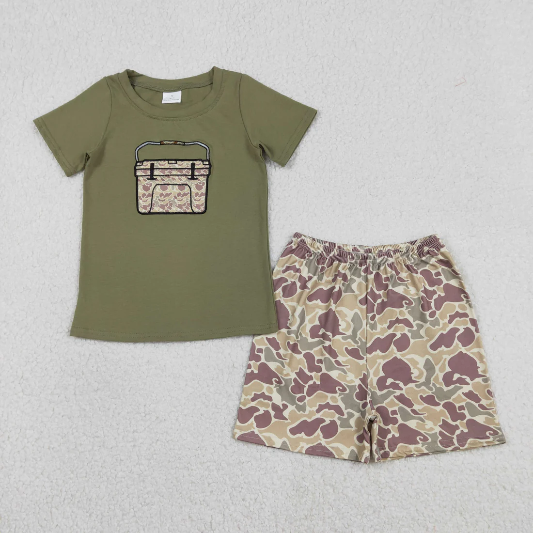 Sibling embroidery camo cooler kids clothing