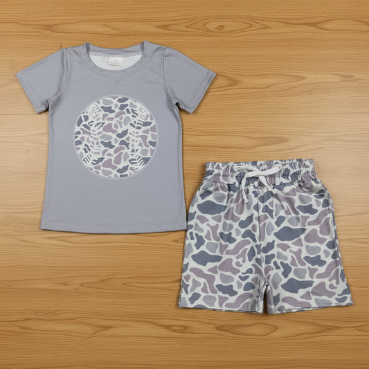 camo baseball boy shorts set