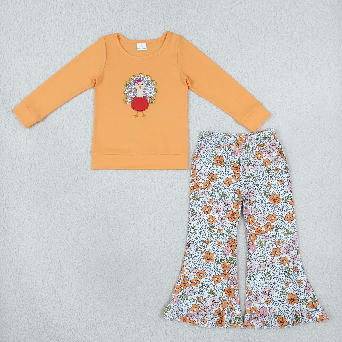 turkey embroidery shirt floral belle pants set girls outfit