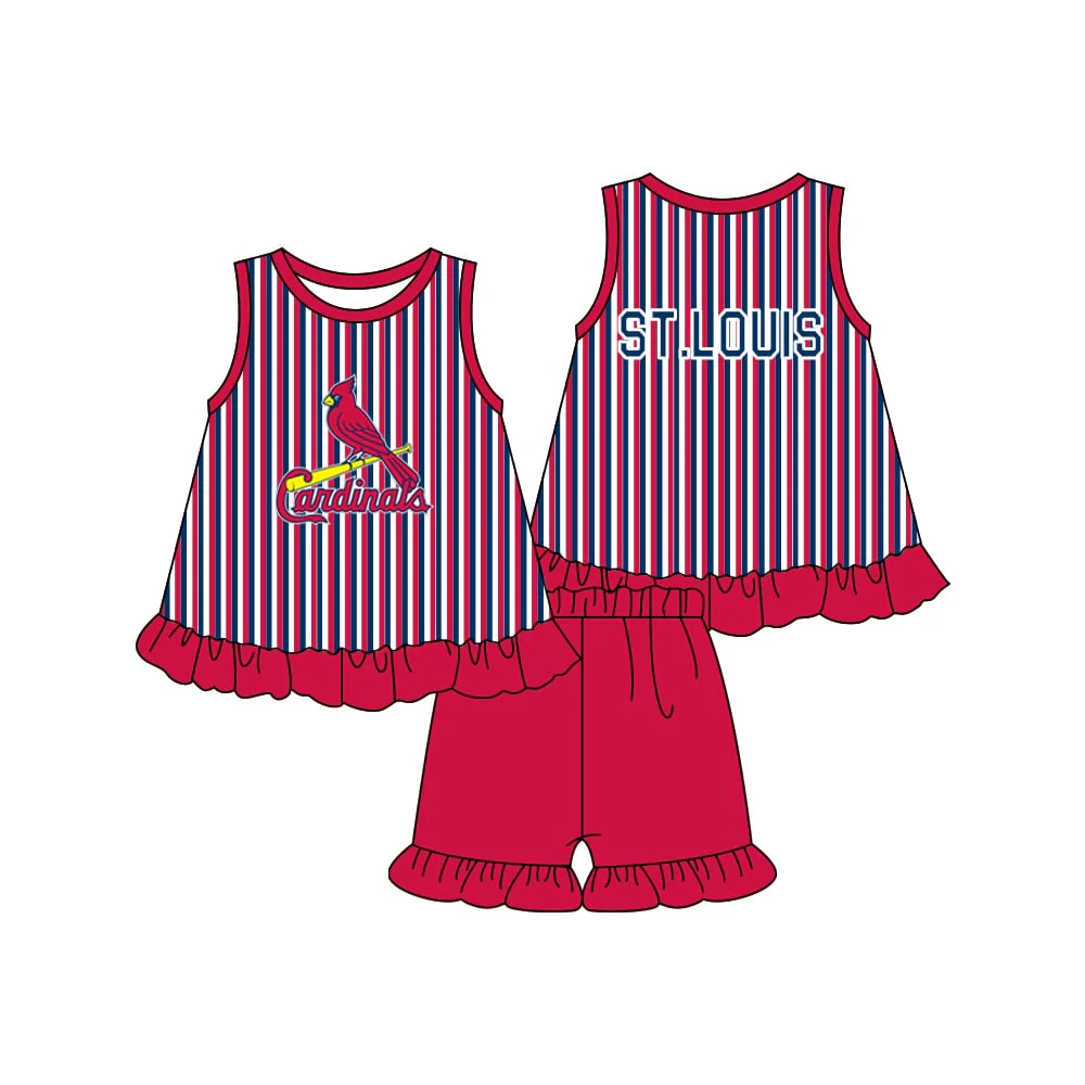 MOQ 3 custom style girl team stripe set