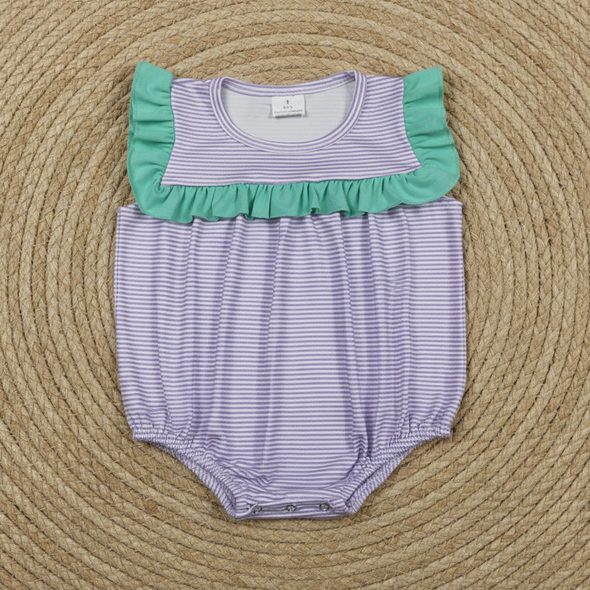 SR3942 purple stripes bubble romper baby clothes