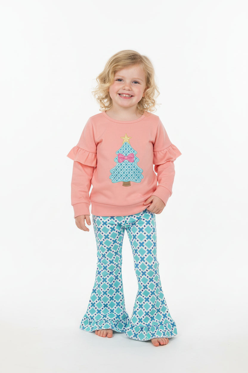Christmas tree print shirt pants set