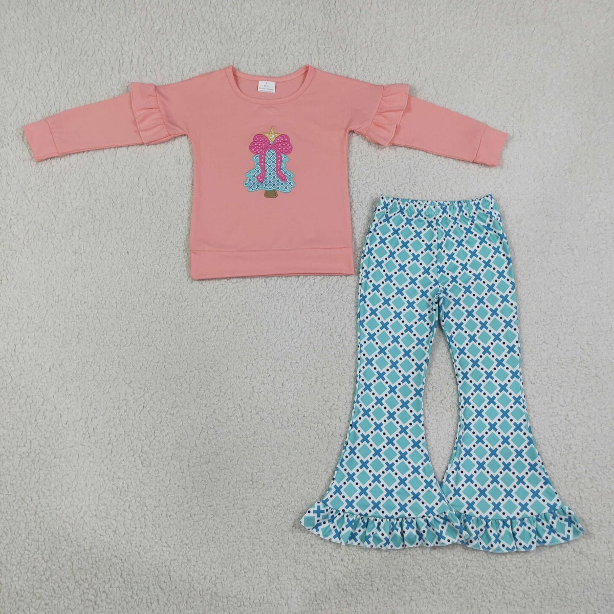 Christmas tree print shirt pants set