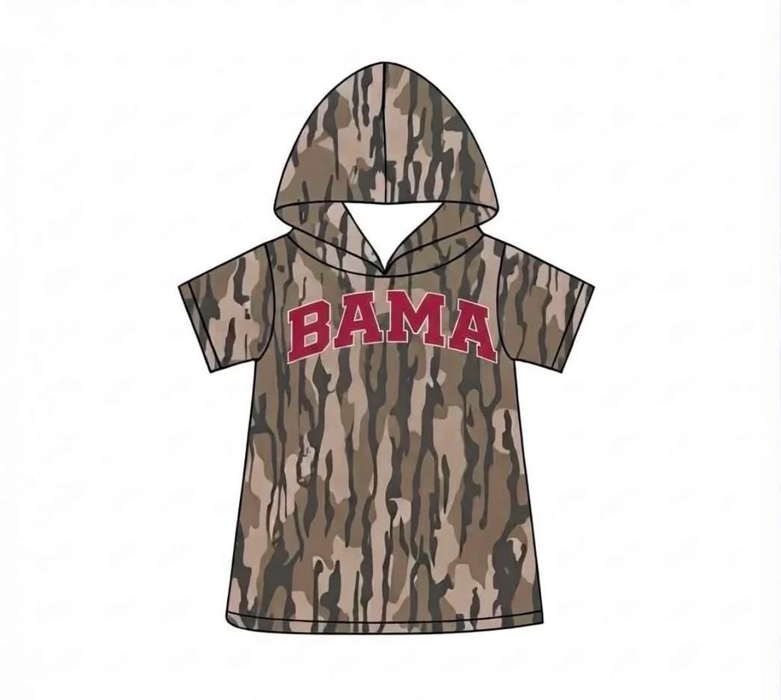 Custom order MOQ 3 Baby Boys Short Sleeve Wood Camo Bama Team Hoodies Top