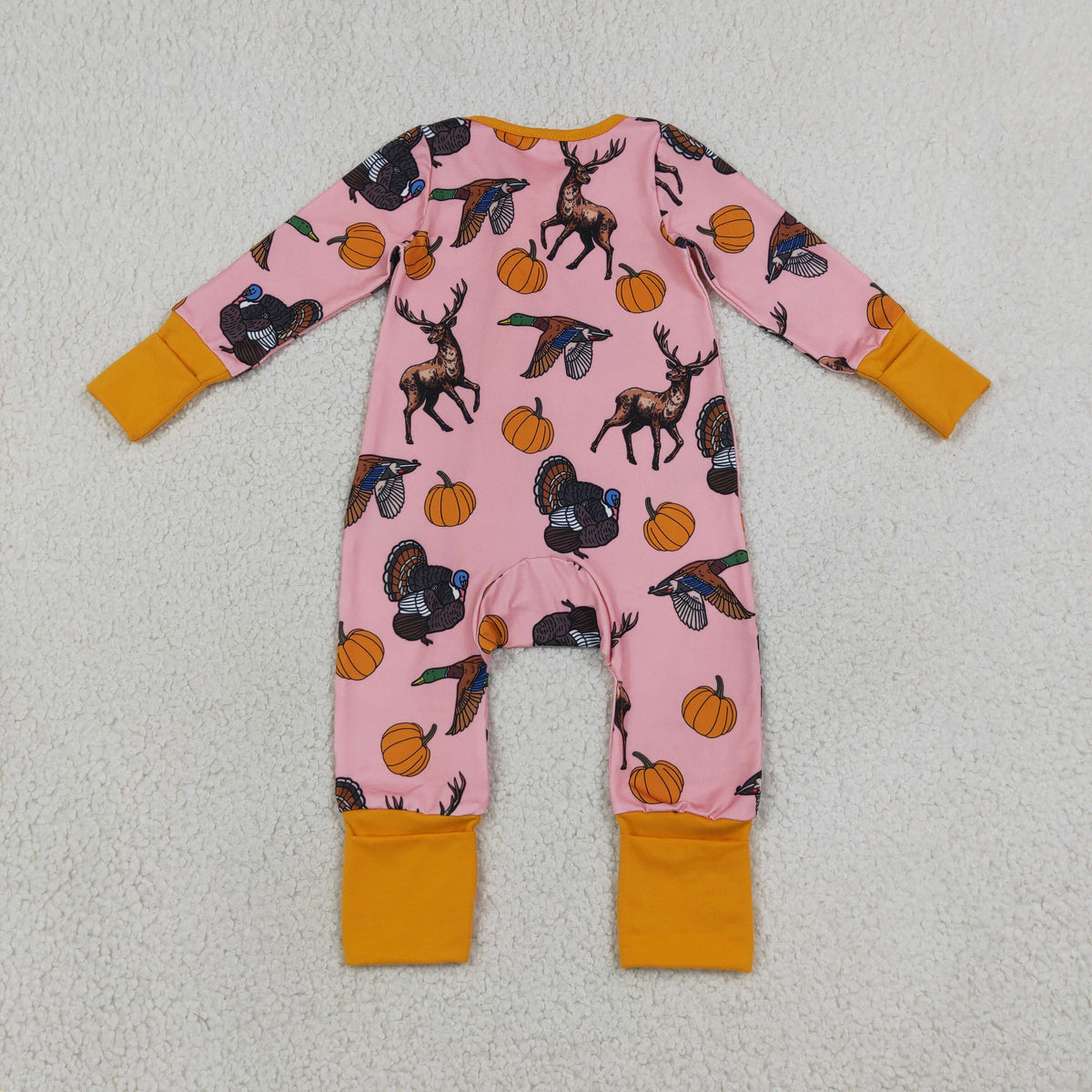 LR3252 deer duck pumpkin print girl zip sleeper