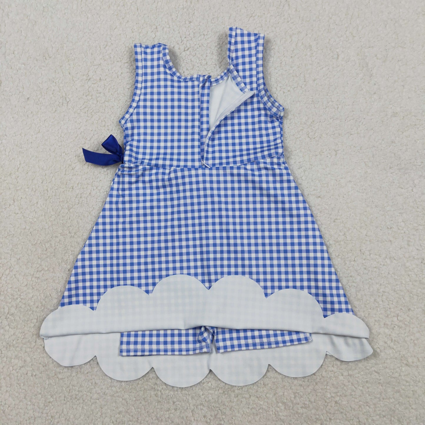 royal blue gingham scallop athletic dress