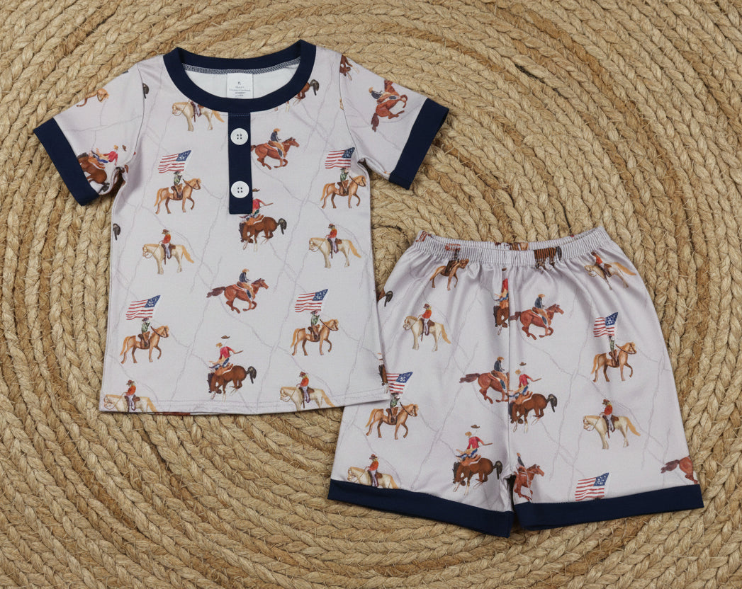 4th of July patriotic rodeo shorts set