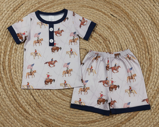 4th of July patriotic rodeo shorts set