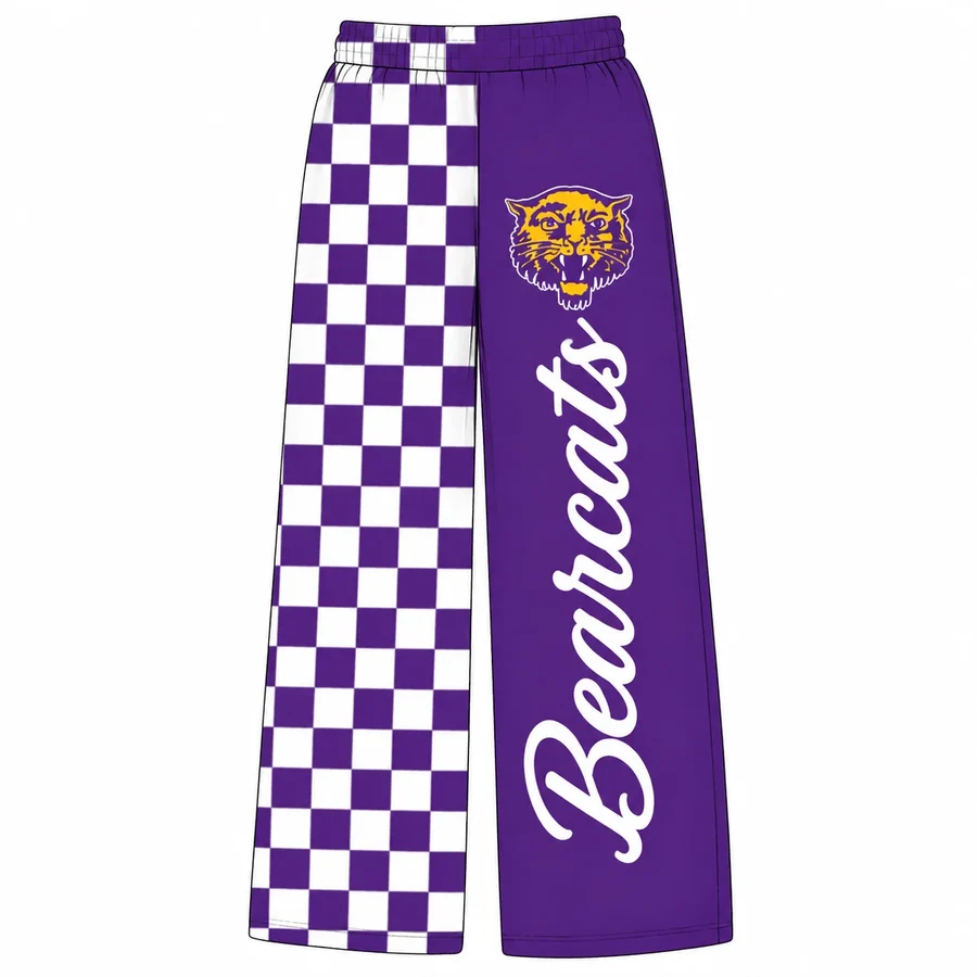 MOQ 5 TAT 6-8 weeks 95%cotton 5%spandex checkered kids girls team pants