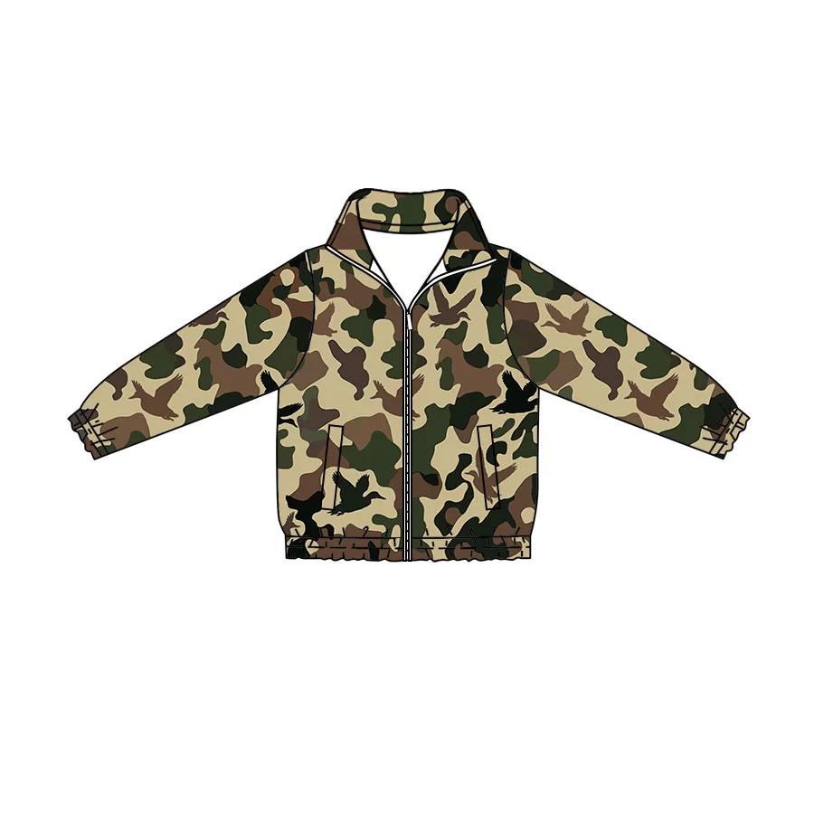 Custom order MOQ 3 Baby Boys Ducks Camo Hunting Zip Pockets Jackets Top