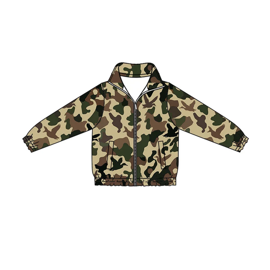 Custom order MOQ 5 Baby Boys Ducks Camo Hunting Zip Pockets Jackets Top