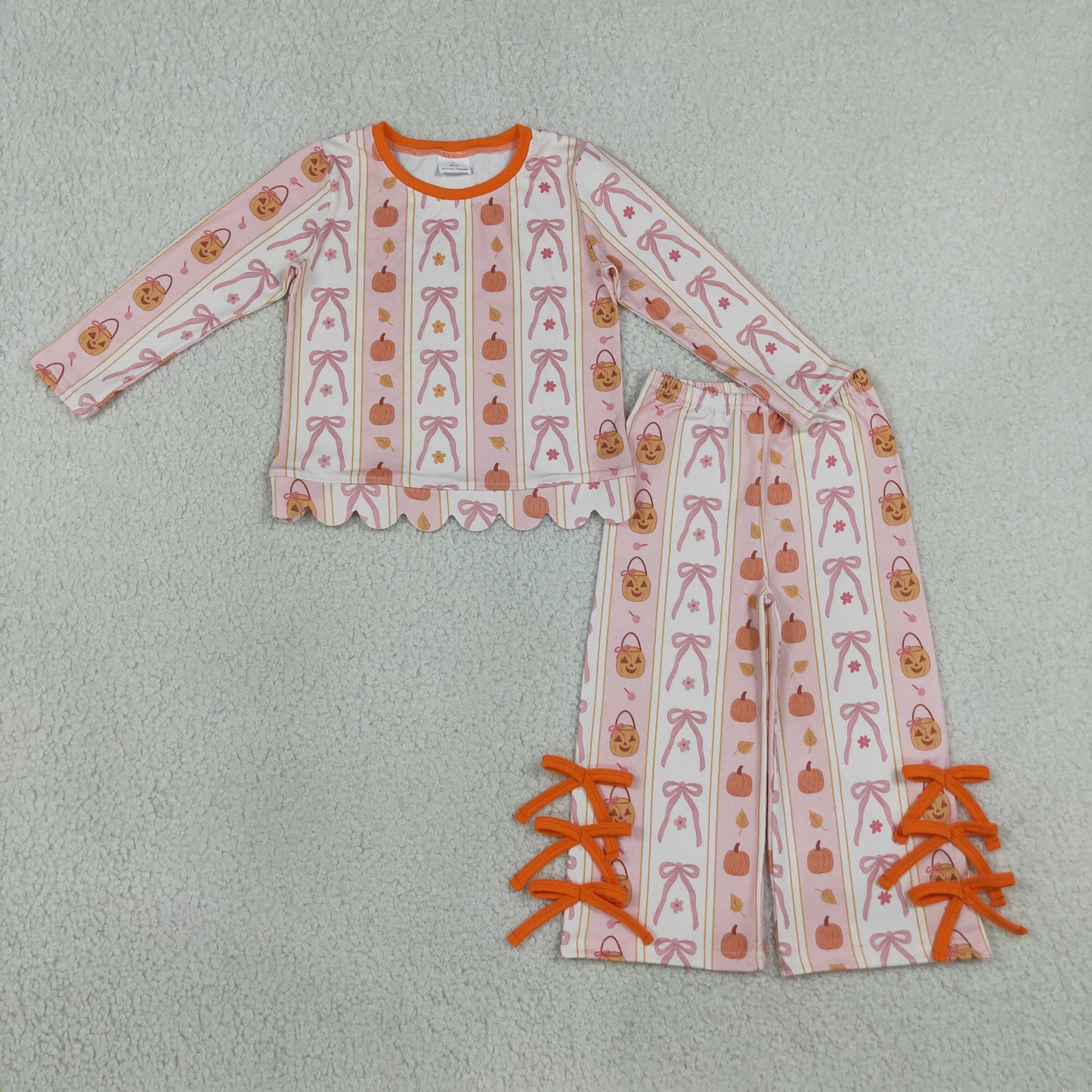 long sleeve pumpkin scallop pants set