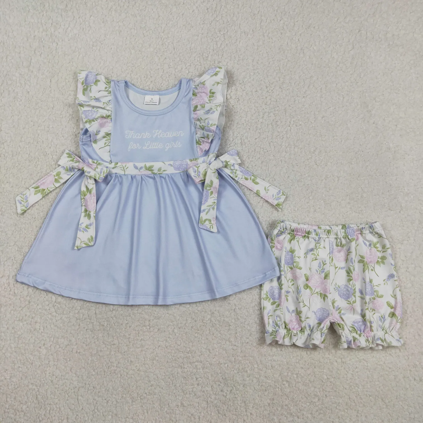 Sibling flower bloomer set and bubble girl clothing