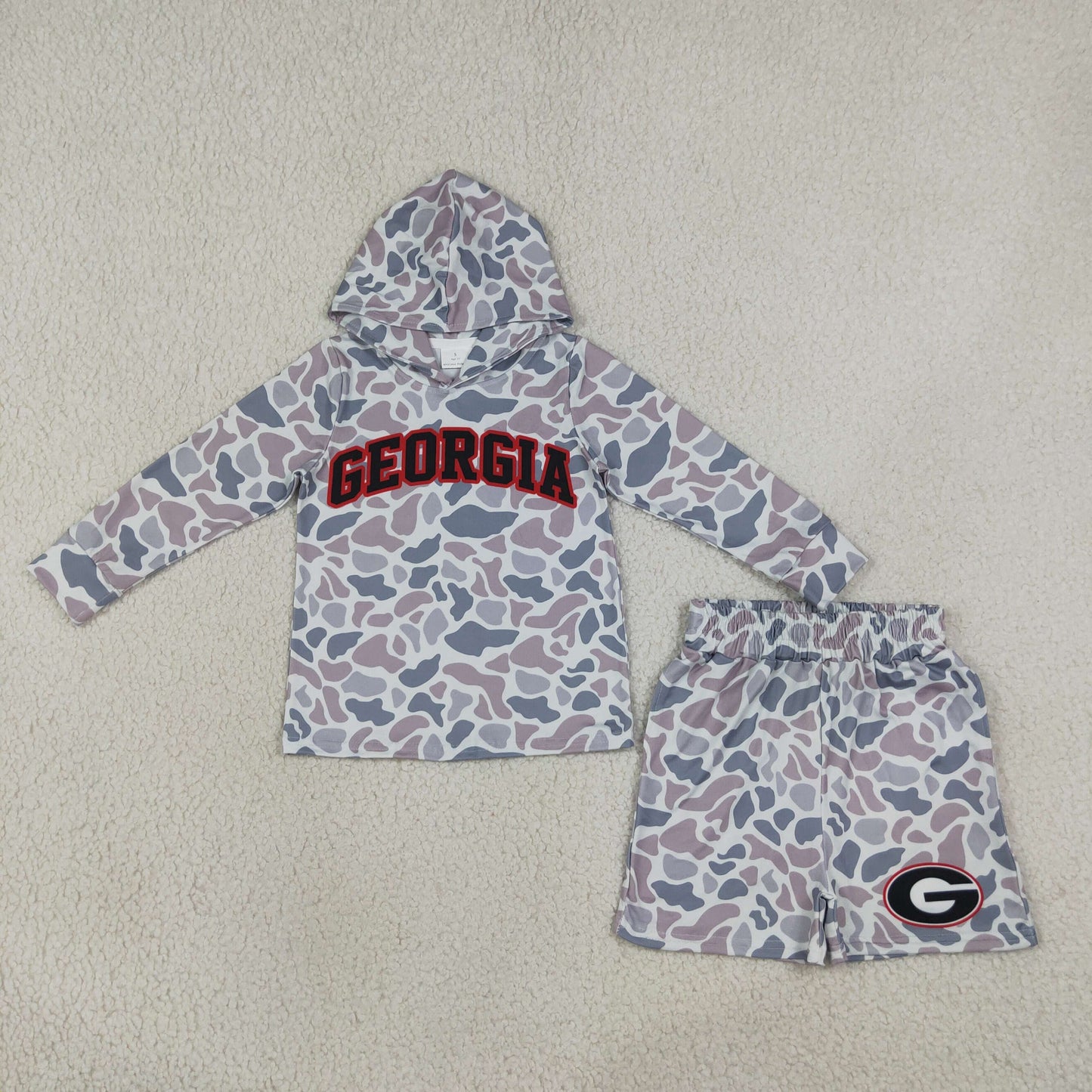 Georgia football team camo hoodie shorts set