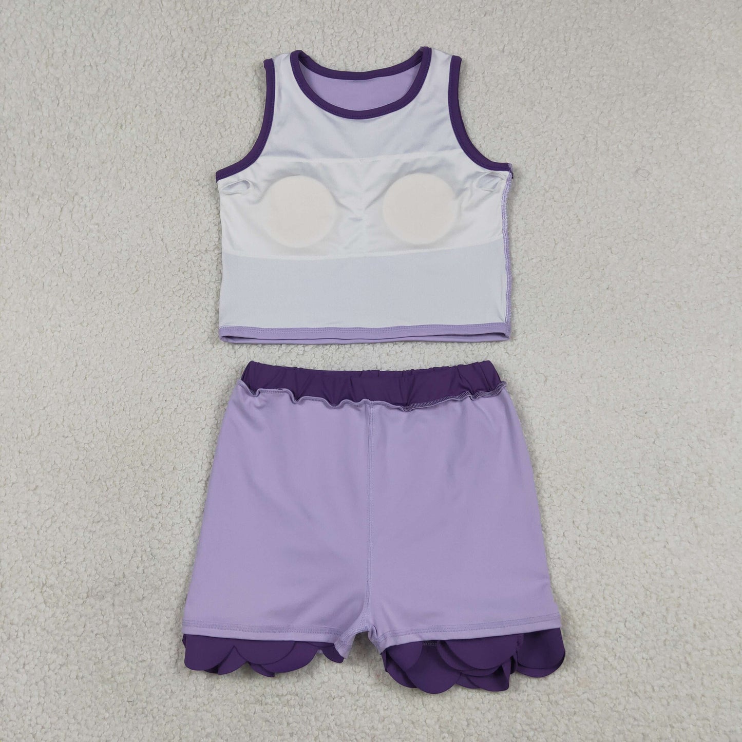 solid purple scallop athletic skort outfit girls clothes