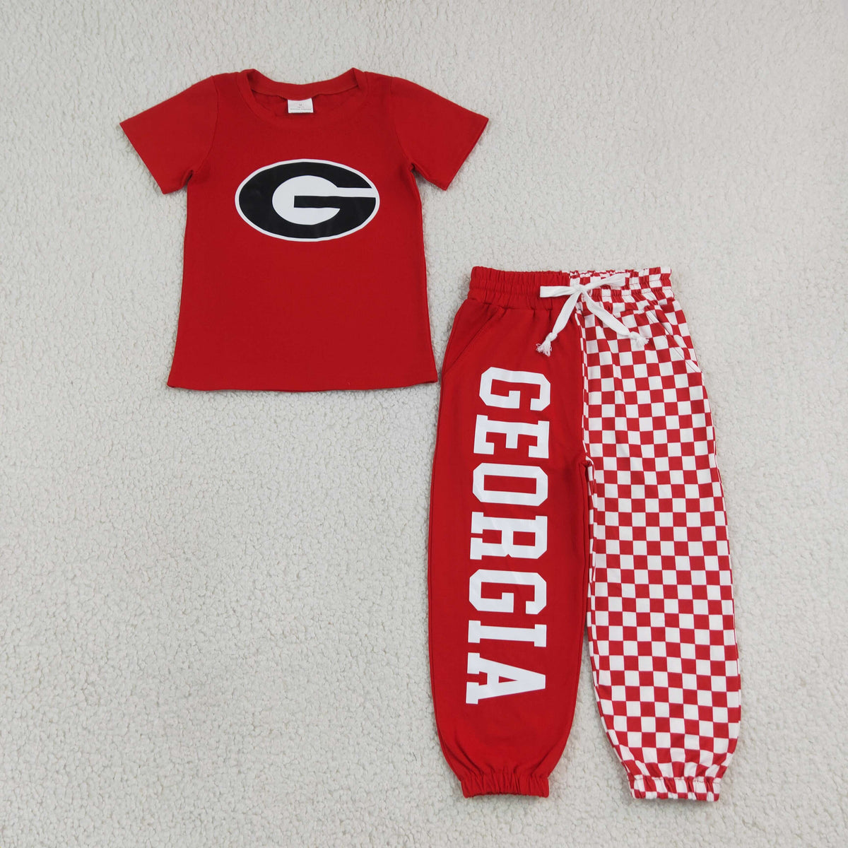digital print georgia red check kids outfit