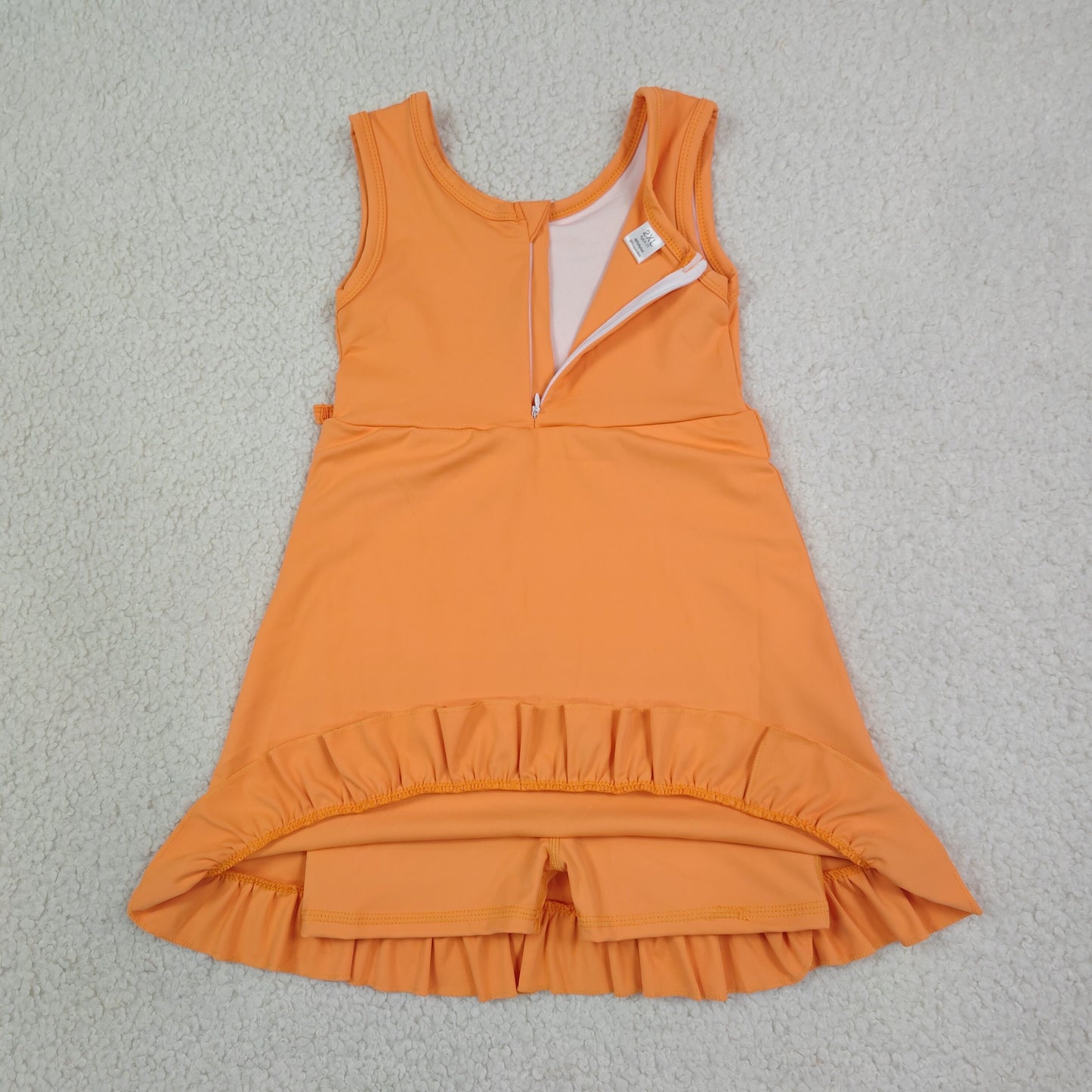 solid orange ruffle athletic dress