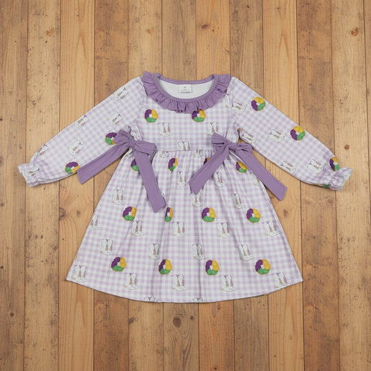 purple green gold gingham king cake boots mardi gras dress