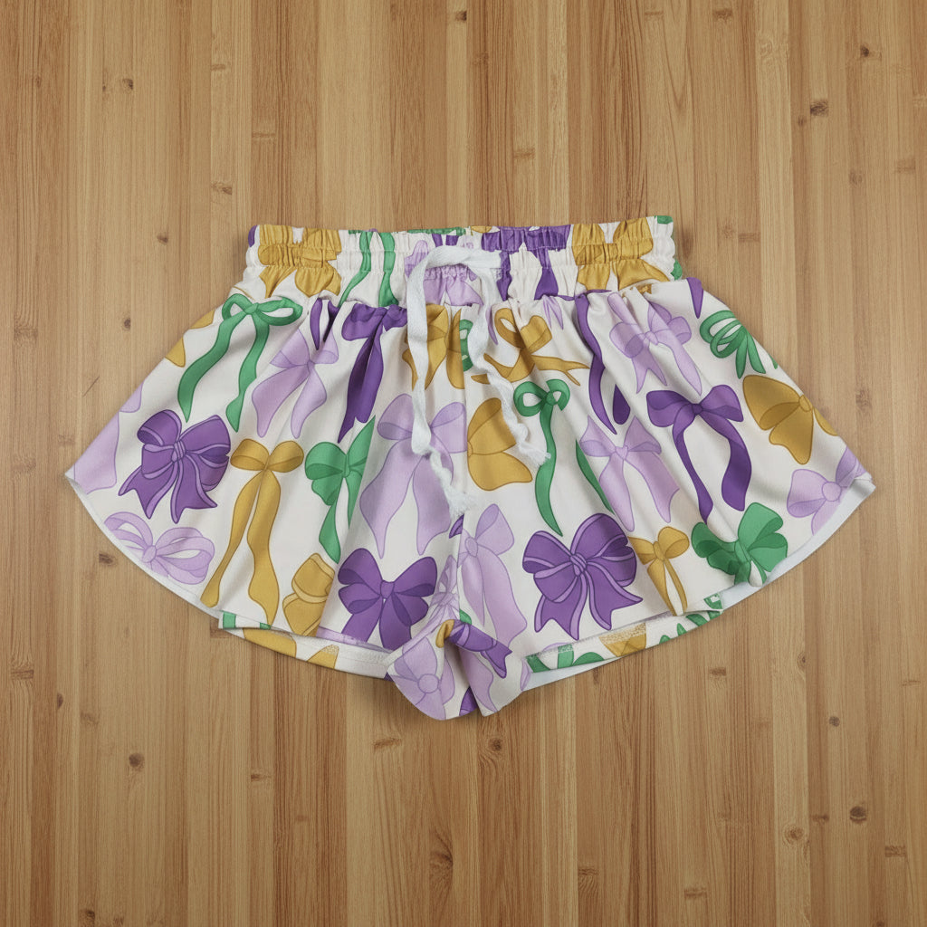 mardi gras coquette athletic shorts girl activewear