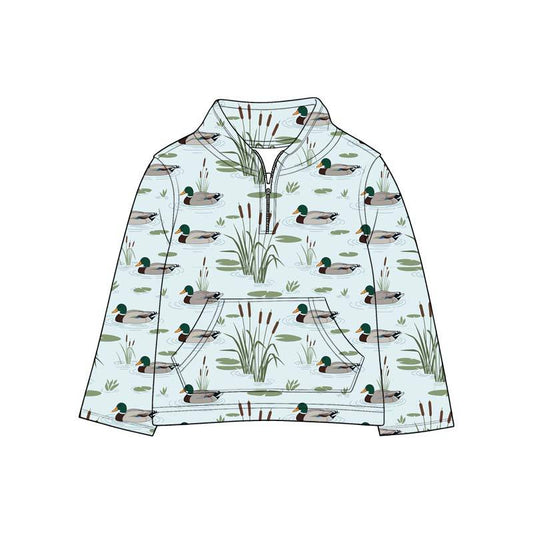 Custom order MOQ 5 duck print zip up pullover
