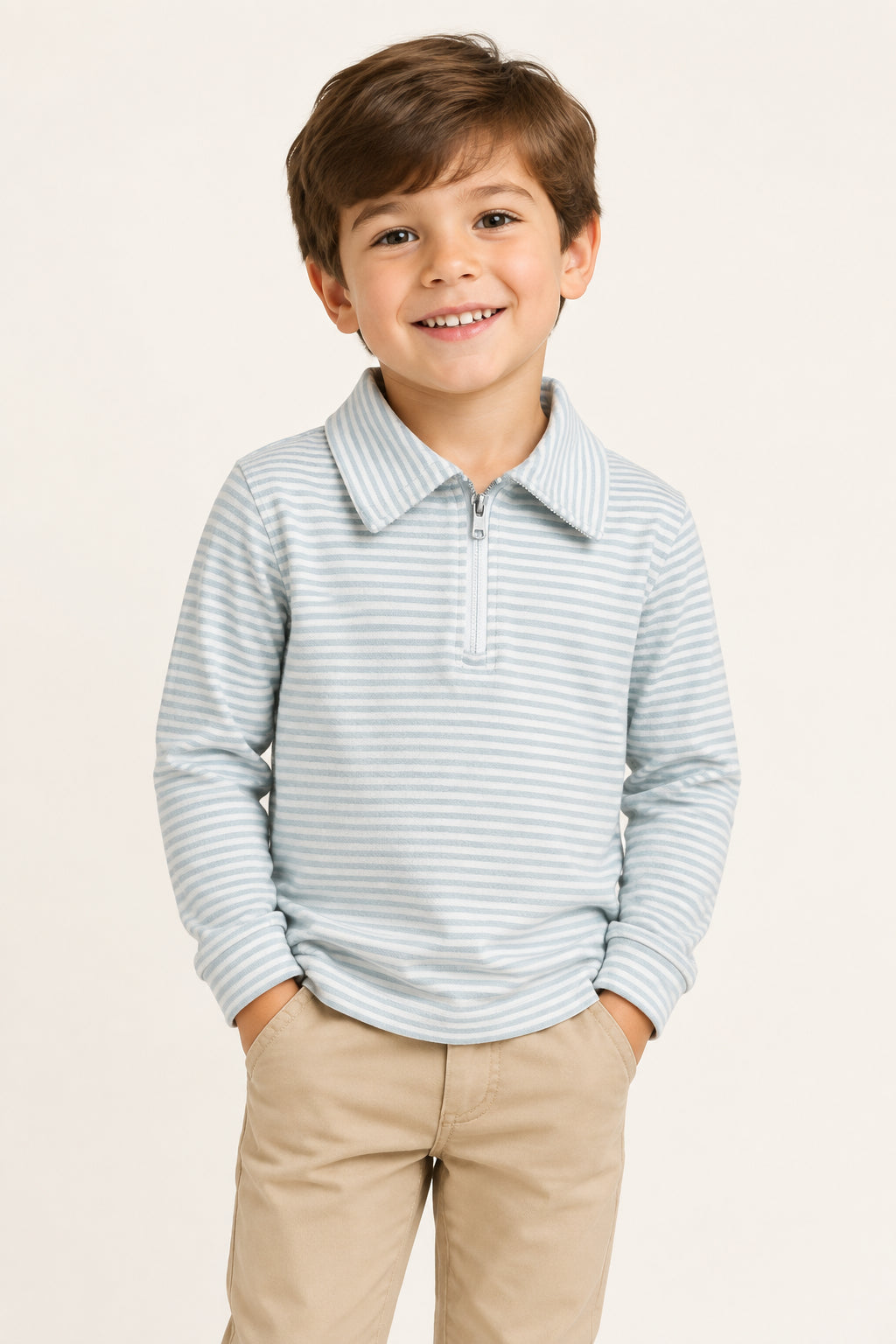 light green striped boy pullover