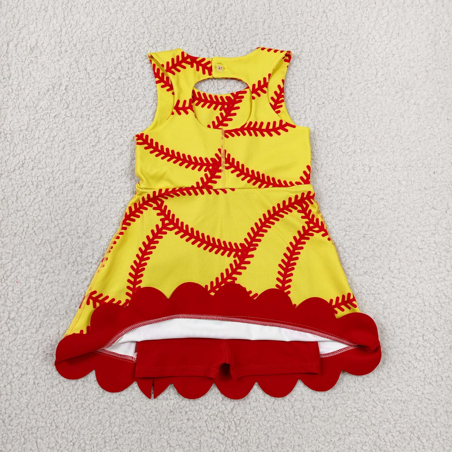 sleeveless softball athletic scallop dress