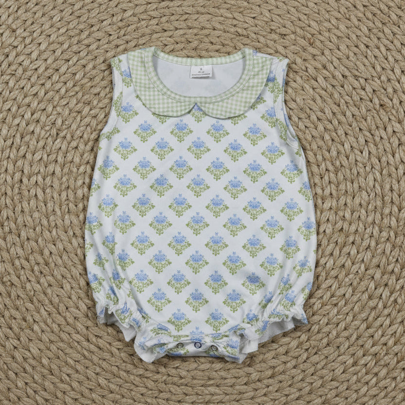 SR3513 floral collared bubble romper baby girl clothes