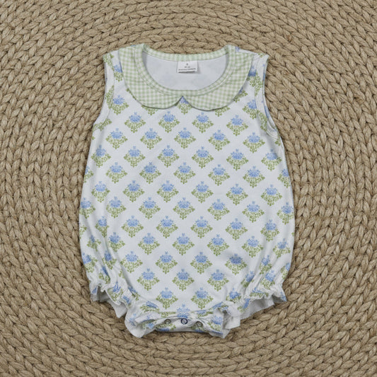 SR3513 floral collared bubble romper baby girl clothes