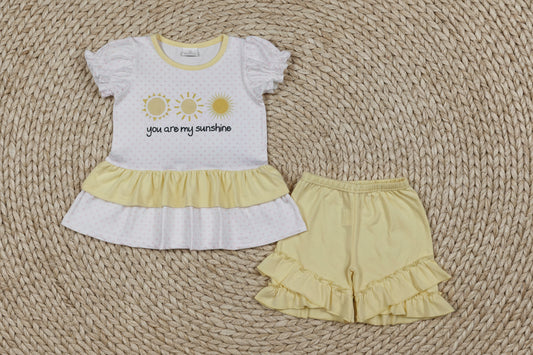 you are my sunshine ruffle shorts set summer toddler girl clothing