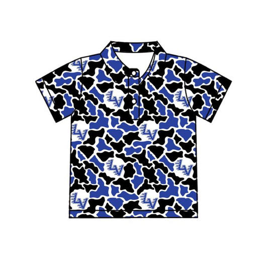 Custom order MOQ 5 game days camo polos with team colors + logo