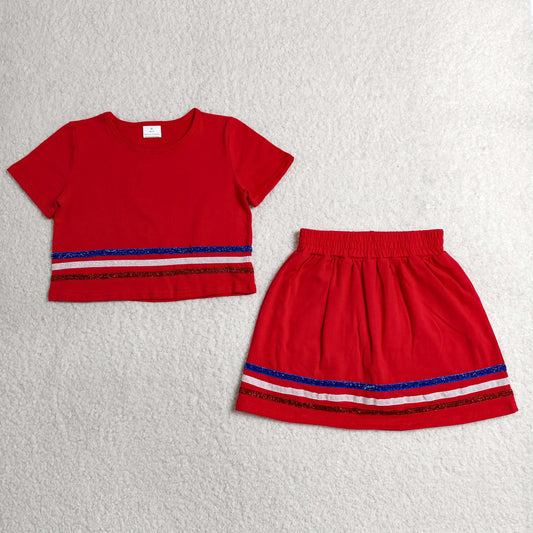 red white blue glitter striped skort set girls clothing