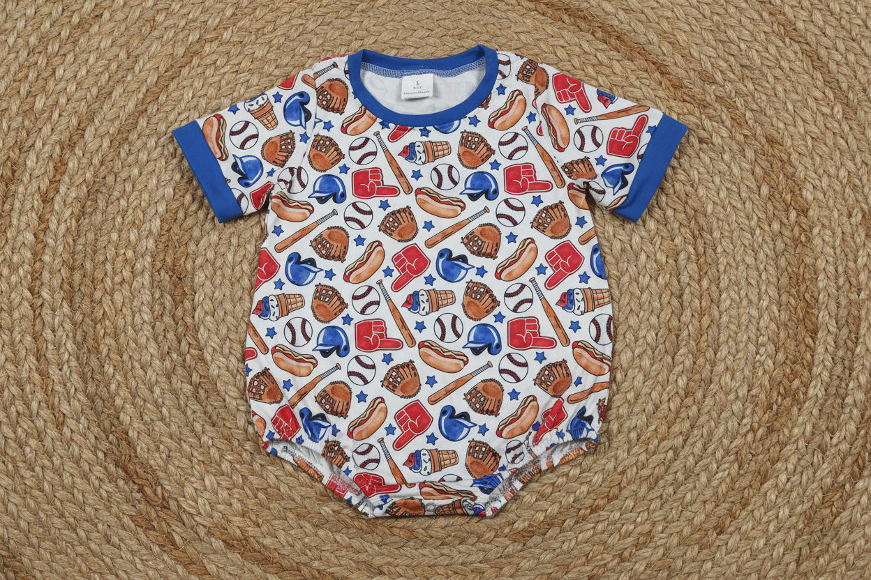 SR4030 short sleeve baseball cookout bubble romper