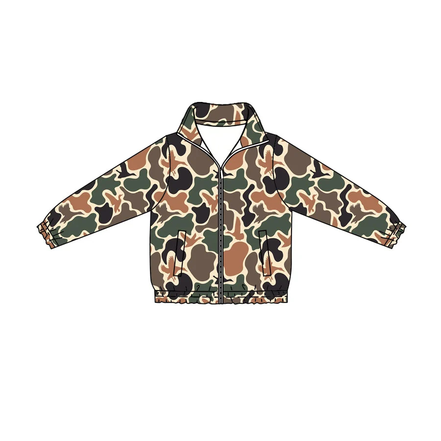Custom order MOQ 3 Baby Boys Ducks Camo Hunting Zip Pockets Jackets Top